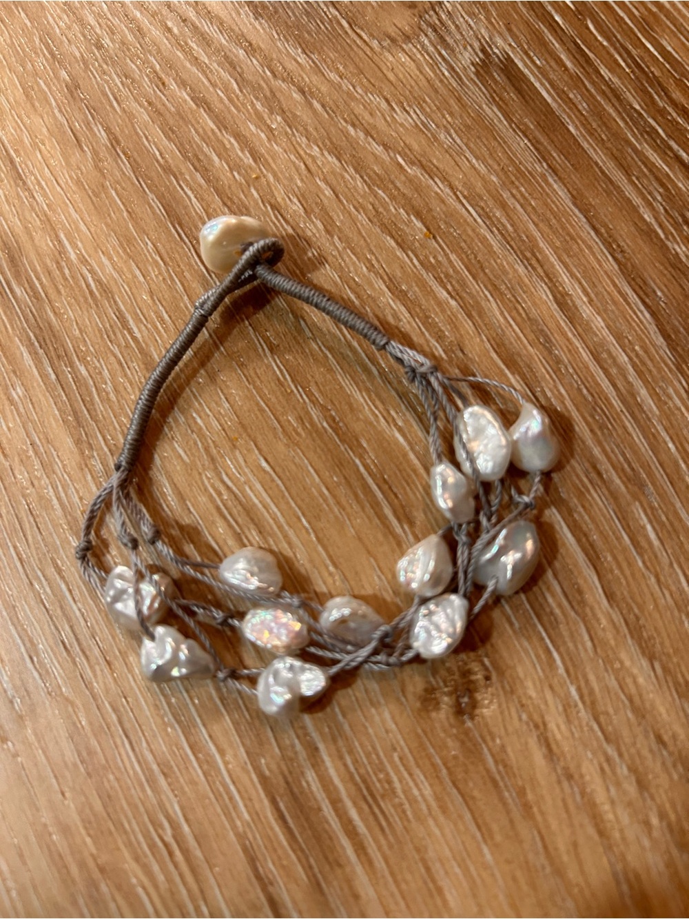 Handcrafted Baroque Pearl Wrap Bracelet in Iridescent White